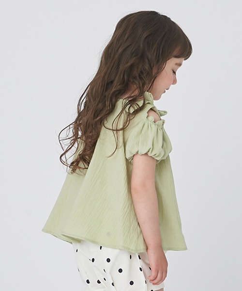 petit main(プティマイン)の「【AJUGA.リンク】オフショルブラウス(キッズサイズ)(シャツ/ブラウス・キッズ・ブルー/ピンク/ライトグリーン・80cm/90cm/110cm/120cm/130cm/100cm)」の7枚目の写真