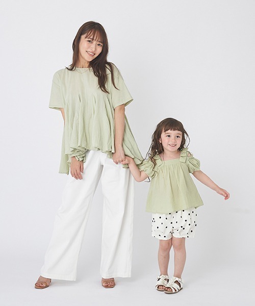 petit main(プティマイン)の「【AJUGA.リンク】オフショルブラウス(キッズサイズ)(シャツ/ブラウス・キッズ・ブルー/ピンク/ライトグリーン・80cm/90cm/110cm/120cm/130cm/100cm)」の9枚目の写真