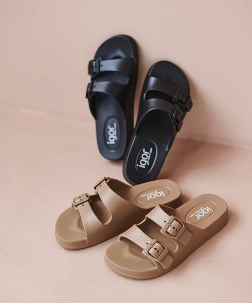 le.coeur blanc（ルクールブラン）の「IGOR バックルサンダル（サンダル・レディース・ブラック/ベージュ・36/37）」の3枚目の写真