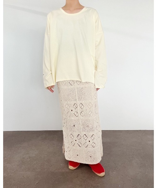 Torrazzo Donna（トラッゾドンナ）の「2WAYカットソートップス（Tシャツ/カットソー・レディース・アイボリー/チャコールグレー・FREE）」の14枚目の写真