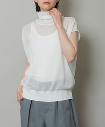 シアージャージニットタートルネックスリーブレスプルオーバー