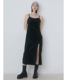 EMODA | ギャザースリットベロアワンピース(ワンピース)