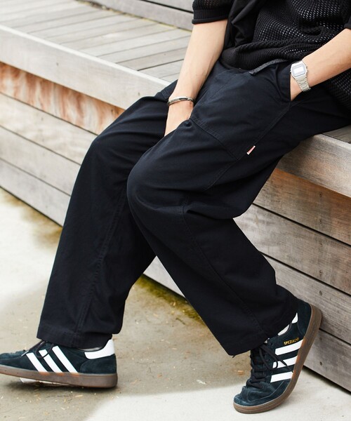 HINSON(ヒンソン)の「HINSON/ヒンソン ワイドテーパードシルエット ウェービングベルト ベイカーツイルパンツ/クライミングパンツ/ツイルパンツ/ワイドシルエット/ベイカーパンツ(カーゴパンツ・メンズ・ブラック/ベージュ/オリーブ・MEDIUM/LARGE)」の19枚目の写真