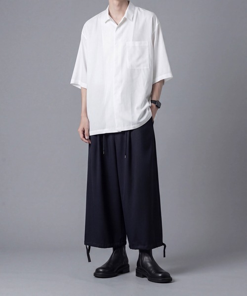 ato(アトウ)の「Crepe de Chine OPEN COLLAR SHIRT(シャツ/ブラウス・メンズ・ホワイト/ネイビー/ブラック・44/48/46)」の5枚目の写真