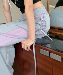 by muni:r | バイカラーラインレースアップパンツ(その他パンツ)