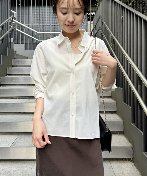 Noble（ノーブル）の「バックオープンレギュラーシャツ（シャツ/ブラウス・レディース・ネイビー/ホワイト・FREE）」の13枚目の写真