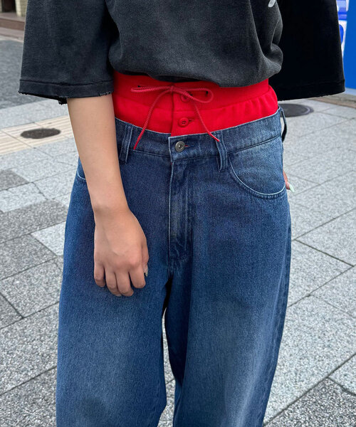 CIAOPANIC(チャオパニック)の「【WEB限定】【ユニセックス】ダブルウエスト腰パンデニム(デニムパンツ・レディース・ブルー/ブラック・LARGE/MEDIUM)」の18枚目の写真