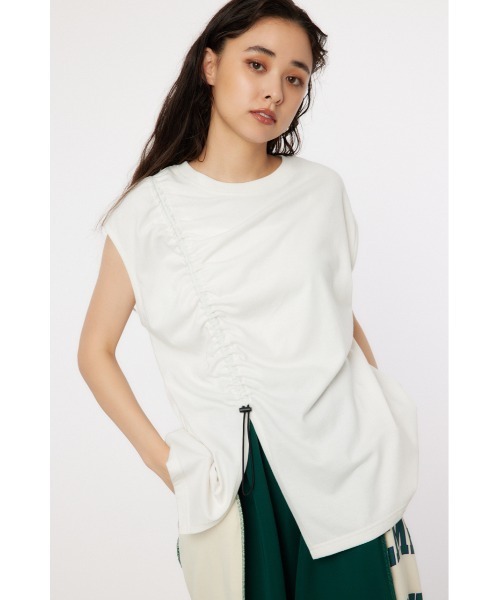 RODEO CROWNS WIDE BOWL（ロデオクラウンズワイドボウル）の「シャーリングタンクトップ（タンクトップ・レディース・ブラック/オフホワイト/ライトイエロー/ブルー・FREE）」の2枚目の写真