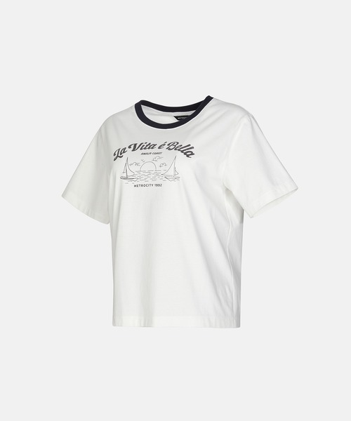 METROCITY（メトロシティ）の「【メトロシティ】La Vita E Bella Tシャツ 半袖 デザイン ロゴ レトロ（Tシャツ/カットソー・レディース・イエロー/ブラック・M/L）」の3枚目の写真