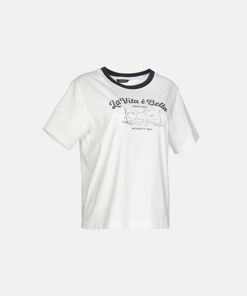 METROCITY（メトロシティ）の「【メトロシティ】La Vita E Bella Tシャツ 半袖 デザイン ロゴ レトロ（Tシャツ/カットソー・レディース・イエロー/ブラック・M/L）」の4枚目の写真