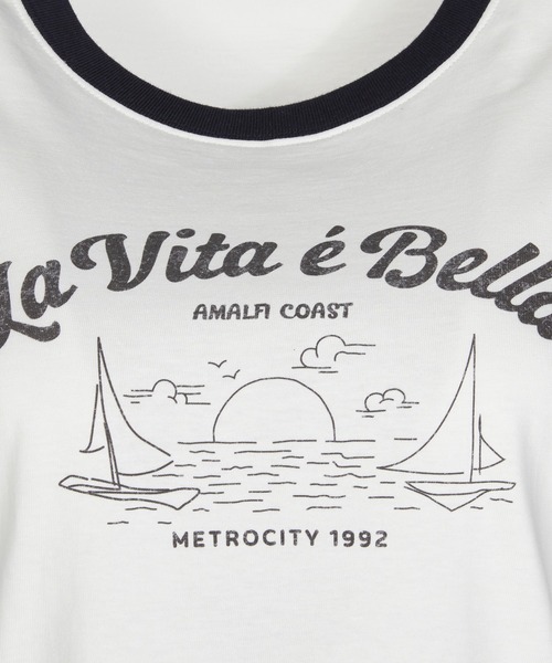 METROCITY（メトロシティ）の「【メトロシティ】La Vita E Bella Tシャツ 半袖 デザイン ロゴ レトロ（Tシャツ/カットソー・レディース・イエロー/ブラック・M/L）」の7枚目の写真
