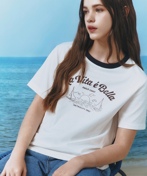 METROCITY（メトロシティ）の「【メトロシティ】La Vita E Bella Tシャツ 半袖 デザイン ロゴ レトロ（Tシャツ/カットソー・レディース・イエロー/ブラック・M/L）」の8枚目の写真