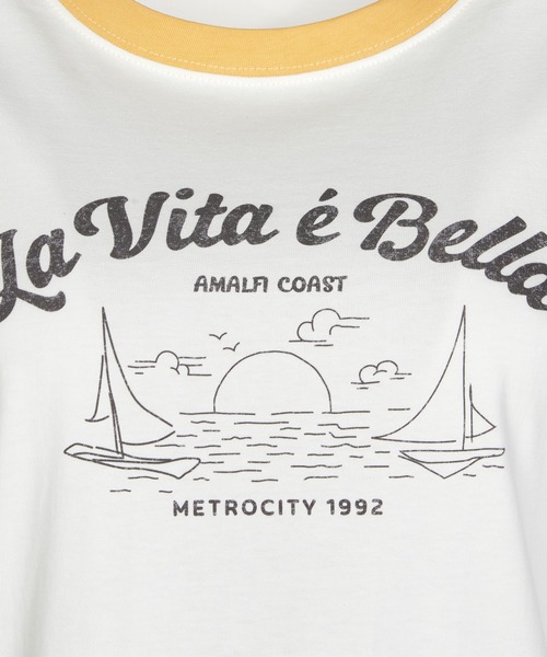 METROCITY（メトロシティ）の「【メトロシティ】La Vita E Bella Tシャツ 半袖 デザイン ロゴ レトロ（Tシャツ/カットソー・レディース・イエロー/ブラック・M/L）」の14枚目の写真