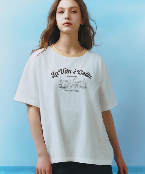 METROCITY（メトロシティ）の「【メトロシティ】La Vita E Bella Tシャツ 半袖 デザイン ロゴ レトロ（Tシャツ/カットソー・レディース・イエロー/ブラック・M/L）」の15枚目の写真
