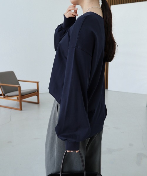 evernavy(エバーネイビー)の「シルケットボリュームスリーブプルオーバー(Tシャツ/カットソー・レディース・ブラック/オフホワイト/ネイビー・M/L)」の13枚目の写真