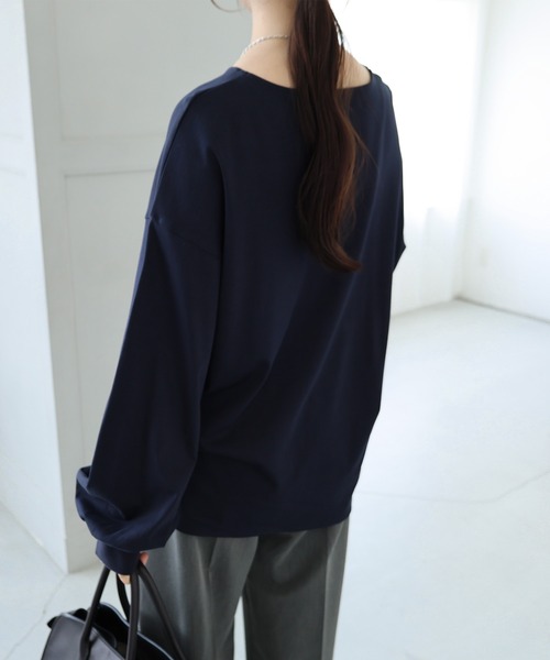 evernavy(エバーネイビー)の「シルケットボリュームスリーブプルオーバー(Tシャツ/カットソー・レディース・ブラック/オフホワイト/ネイビー・M/L)」の14枚目の写真