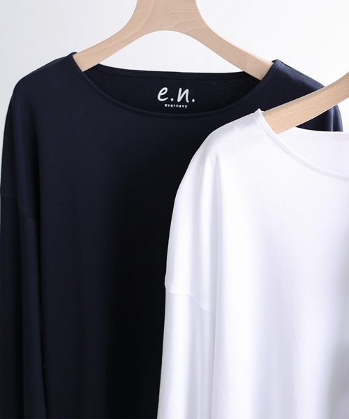 evernavy(エバーネイビー)の「シルケットボリュームスリーブプルオーバー(Tシャツ/カットソー・レディース・ブラック/オフホワイト/ネイビー・M/L)」の19枚目の写真