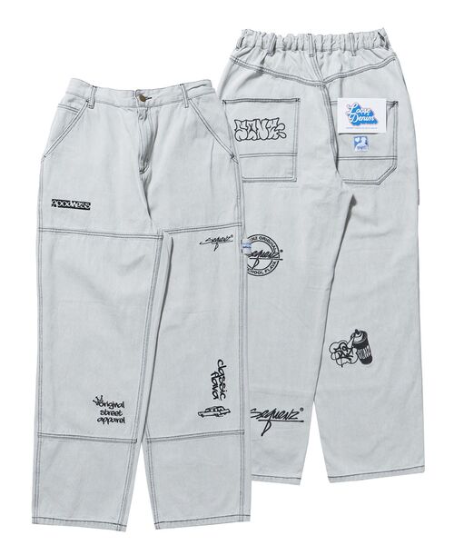 【セール】【SEQUENZ（シークエンズ）】OLD DOUBLE KNEE LOOSE JEAN / ヴィンテージライク オーバーダイ ダブルニー 刺繍≪SET UP着用可能≫（その他パンツ）｜SEQUENZ（シークエンズ）