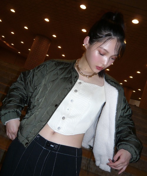 MIEL CRISHUNANT（ミエルクリシュナ）の「リバーシブルキルティングボアブルゾン（ブルゾン・レディース・アイボリー/ブラック/カーキ・FREE）」の19枚目の写真