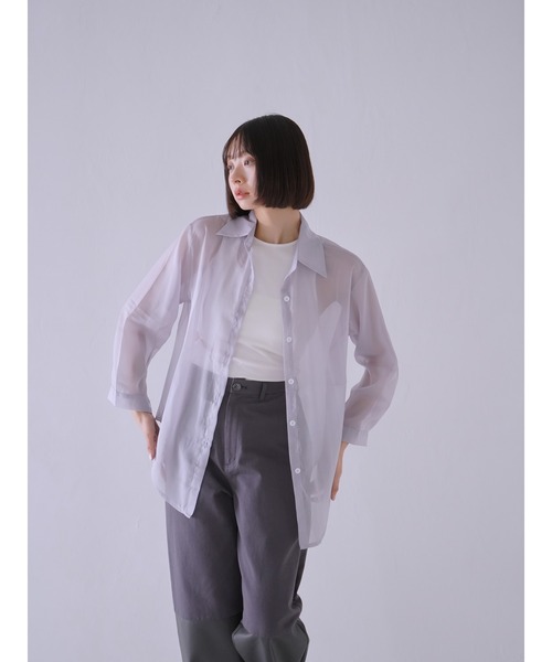 ブラウス シャツ 「ZOZO限定」バックスリット シアー シャツ シースルー リボン オーバーシャツ 日焼け防止 冷房対策 エアコン 対応調整 シース ZOZO限定】バックスリット シアー シャツ シースルー リボン