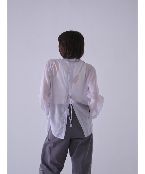 ZOZO限定】バックスリット シアー シャツ シースルー リボン