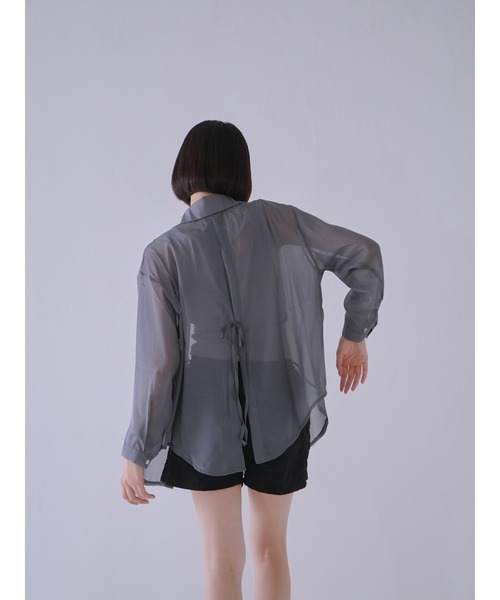 ZOZO限定】バックスリット シアー シャツ シースルー リボン
