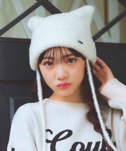 repipi armario（レピピ アルマリオ）の「シャギーネコミミワッチ（ニットキャップ/ビーニー・キッズ・ホワイト/グレー/ブラック・FREE）」の3枚目の写真