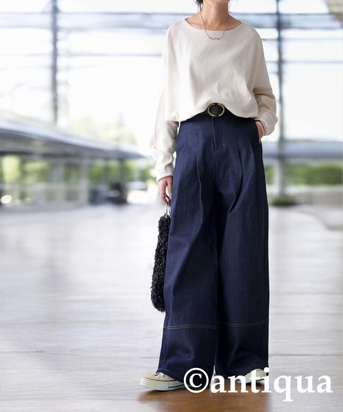 antiqua(アンティカ)の「デニムタックパンツ(デニムパンツ・レディース・グレー系その他/インディゴブルー・P/R)」の10枚目の写真