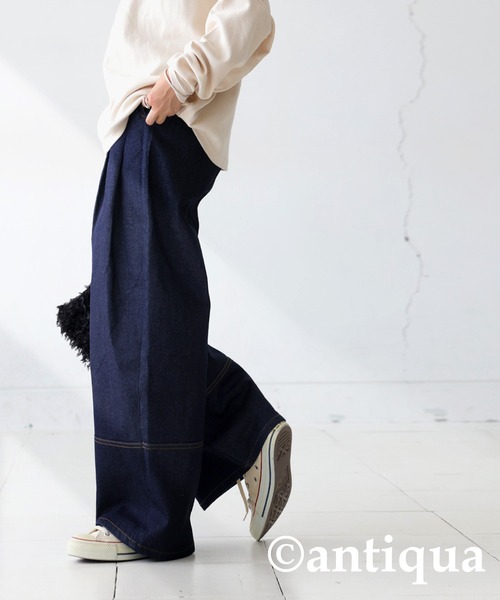 antiqua(アンティカ)の「デニムタックパンツ(デニムパンツ・レディース・グレー系その他/インディゴブルー・P/R)」の9枚目の写真