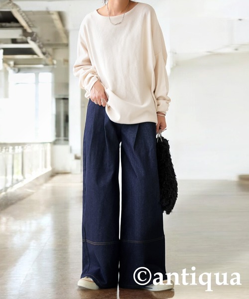 antiqua(アンティカ)の「デニムタックパンツ(デニムパンツ・レディース・グレー系その他/インディゴブルー・P/R)」の8枚目の写真