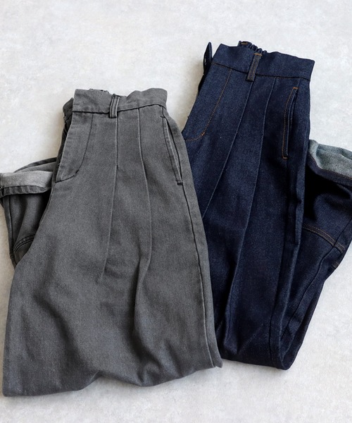 antiqua(アンティカ)の「デニムタックパンツ(デニムパンツ・レディース・グレー系その他/インディゴブルー・P/R)」の16枚目の写真