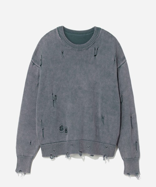 HARE（ハレ）の「ブリーチダメージニットプルオーバー(HARE)（ニット/セーター・メンズ・パープル/ブルー/ブラック/ブラック系その他・FREE）」の3枚目の写真