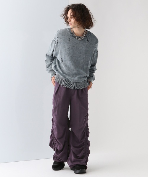 HARE（ハレ）の「ブリーチダメージニットプルオーバー(HARE)（ニット/セーター・メンズ・パープル/ブルー/ブラック/ブラック系その他・FREE）」の8枚目の写真