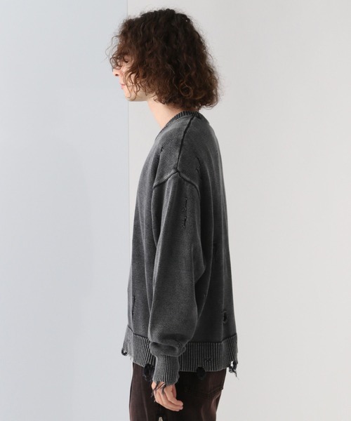 HARE（ハレ）の「ブリーチダメージニットプルオーバー(HARE)（ニット/セーター・メンズ・パープル/ブルー/ブラック/ブラック系その他・FREE）」の13枚目の写真