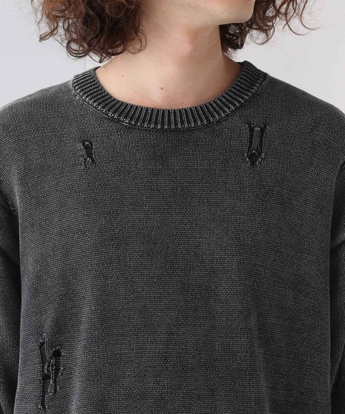 HARE（ハレ）の「ブリーチダメージニットプルオーバー(HARE)（ニット/セーター・メンズ・パープル/ブルー/ブラック/ブラック系その他・FREE）」の15枚目の写真