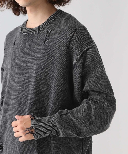 HARE（ハレ）の「ブリーチダメージニットプルオーバー(HARE)（ニット/セーター・メンズ・パープル/ブルー/ブラック/ブラック系その他・FREE）」の16枚目の写真