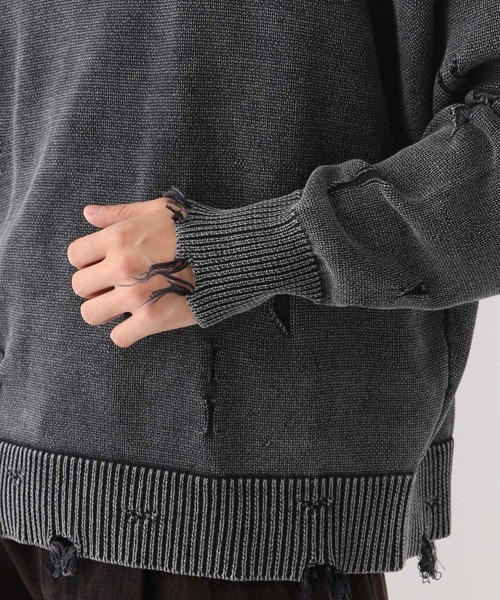 HARE（ハレ）の「ブリーチダメージニットプルオーバー(HARE)（ニット/セーター・メンズ・パープル/ブルー/ブラック/ブラック系その他・FREE）」の17枚目の写真