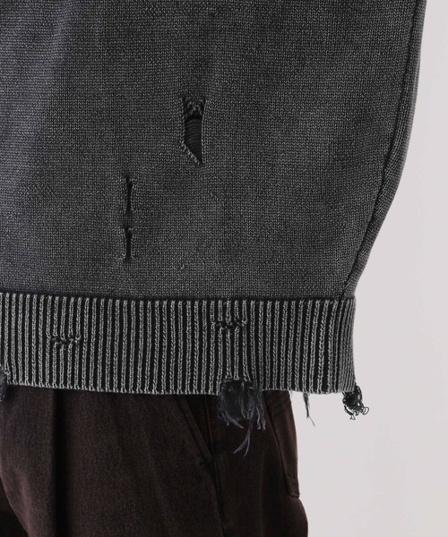 HARE（ハレ）の「ブリーチダメージニットプルオーバー(HARE)（ニット/セーター・メンズ・パープル/ブルー/ブラック/ブラック系その他・FREE）」の18枚目の写真