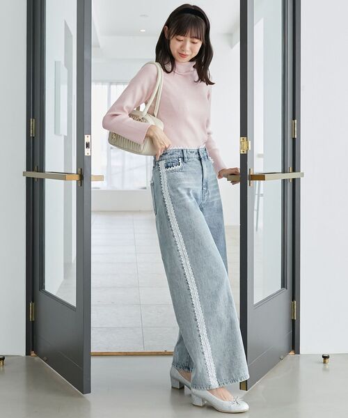 MAJESTIC LEGON（マジェスティックレゴン）の「ラインストーンタートルネックニット（ニット/セーター・レディース・グレー/ブラック/アイボリー/ピンク・MEDIUM）」の21枚目の写真