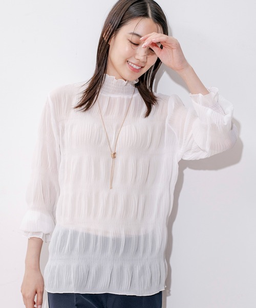 Jayro（ジャイロ）の「マジョリカプリーツプルオーバー（Tシャツ/カットソー・レディース・ダークブラウン/グリーン/パープル/ワイン/ブラック/ネイビー/ピンク/ライトグリーン/ブルー/ホワイト系その他/ピンク系その他/ホワイト系その他2/ラベンダー・FREE）」の2枚目の写真