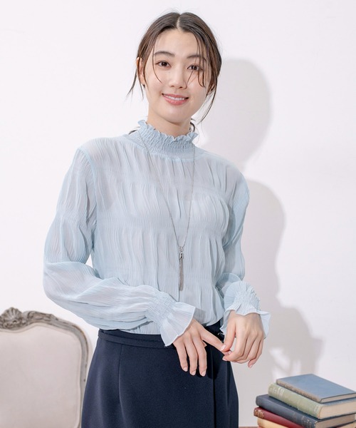 Jayro（ジャイロ）の「マジョリカプリーツプルオーバー（Tシャツ/カットソー・レディース・ダークブラウン/グリーン/パープル/ワイン/ブラック/ネイビー/ピンク/ライトグリーン/ブルー/ホワイト系その他/ピンク系その他/ホワイト系その他2/ラベンダー・FREE）」の8枚目の写真