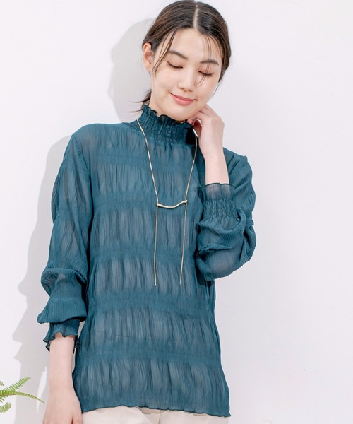 Jayro（ジャイロ）の「マジョリカプリーツプルオーバー（Tシャツ/カットソー・レディース・ダークブラウン/グリーン/パープル/ワイン/ブラック/ネイビー/ピンク/ライトグリーン/ブルー/ホワイト系その他/ピンク系その他/ホワイト系その他2/ラベンダー・FREE）」の6枚目の写真