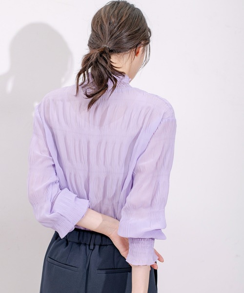 Jayro（ジャイロ）の「マジョリカプリーツプルオーバー（Tシャツ/カットソー・レディース・ダークブラウン/グリーン/パープル/ワイン/ブラック/ネイビー/ピンク/ライトグリーン/ブルー/ホワイト系その他/ピンク系その他/ホワイト系その他2/ラベンダー・FREE）」の14枚目の写真