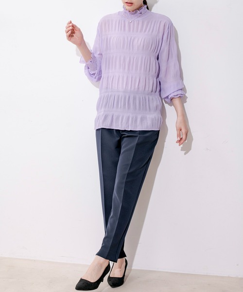 Jayro（ジャイロ）の「マジョリカプリーツプルオーバー（Tシャツ/カットソー・レディース・ダークブラウン/グリーン/パープル/ワイン/ブラック/ネイビー/ピンク/ライトグリーン/ブルー/ホワイト系その他/ピンク系その他/ホワイト系その他2/ラベンダー・FREE）」の16枚目の写真