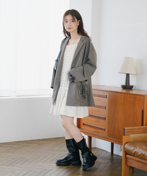 Kastane（カスタネ）の「フクレジャガードミニワンピース（ワンピース・レディース・アイボリー/ブラック・FREE）」の15枚目の写真