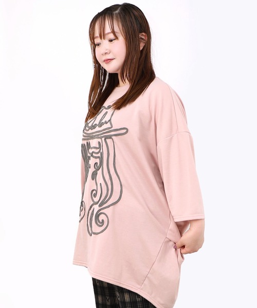 ScoLar(スカラー)の「143606:花刺繍コード叩き付け 女の子デザインチュニック(Tシャツ/カットソー・レディース・ブラック/サックスブルー/ピンク・M)」の6枚目の写真