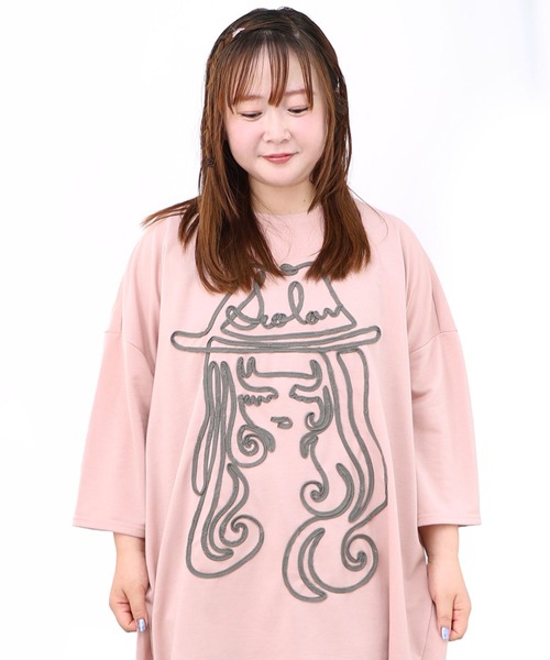 ScoLar(スカラー)の「143606:花刺繍コード叩き付け 女の子デザインチュニック(Tシャツ/カットソー・レディース・ブラック/サックスブルー/ピンク・M)」の9枚目の写真