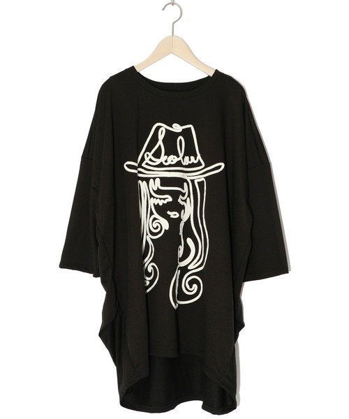 ScoLar(スカラー)の「143606:花刺繍コード叩き付け 女の子デザインチュニック(Tシャツ/カットソー・レディース・ブラック/サックスブルー/ピンク・M)」の12枚目の写真