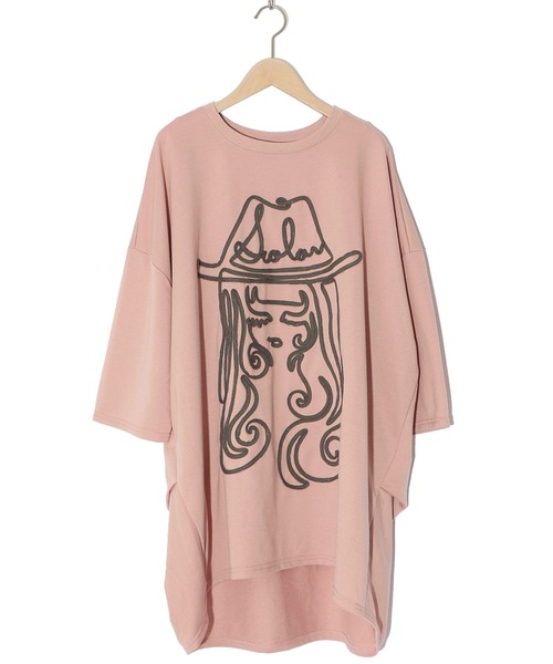 ScoLar(スカラー)の「143606:花刺繍コード叩き付け 女の子デザインチュニック(Tシャツ/カットソー・レディース・ブラック/サックスブルー/ピンク・M)」の14枚目の写真