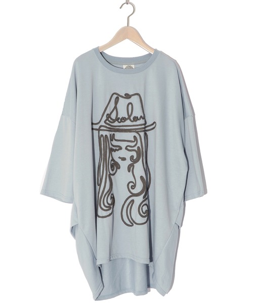 ScoLar(スカラー)の「143606:花刺繍コード叩き付け 女の子デザインチュニック(Tシャツ/カットソー・レディース・ブラック/サックスブルー/ピンク・M)」の16枚目の写真